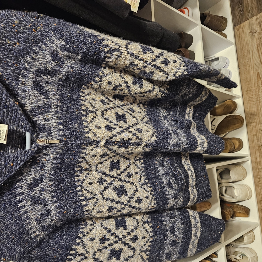 Blue and White Patterned Men's Sweater